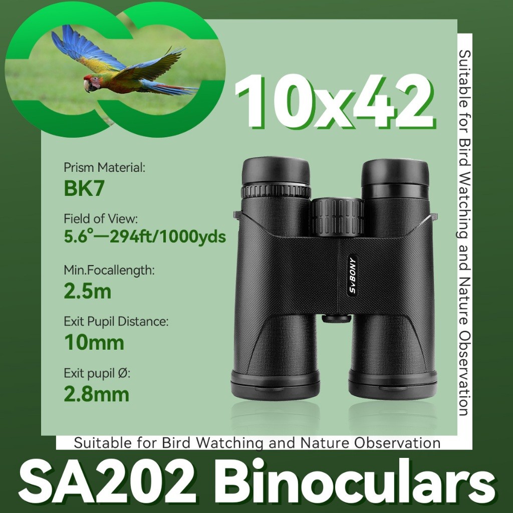 Svbony SA202 กล้องโทรทรรศน์กล้องส่องทางไกล 10×42 ปริซึมหลังคา FMC เคลือบสาหรับดูนกและสังเกตธรรมชาติ