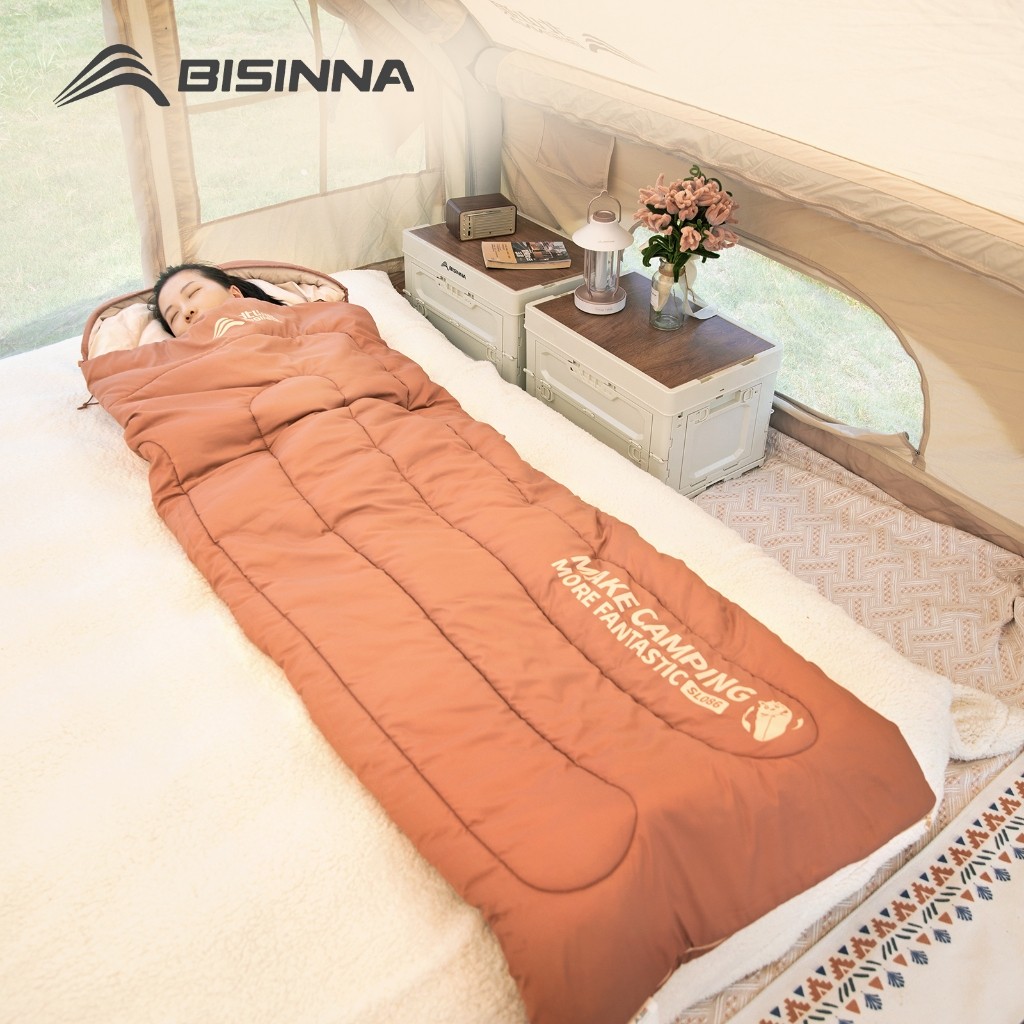 BISINNA ถุงนอนหนาสำหรับผู้ใหญ่ พกพาสะดวก เหมาะสำหรับแคมปิ้งในฤดูหนาวให้อบอุ่น