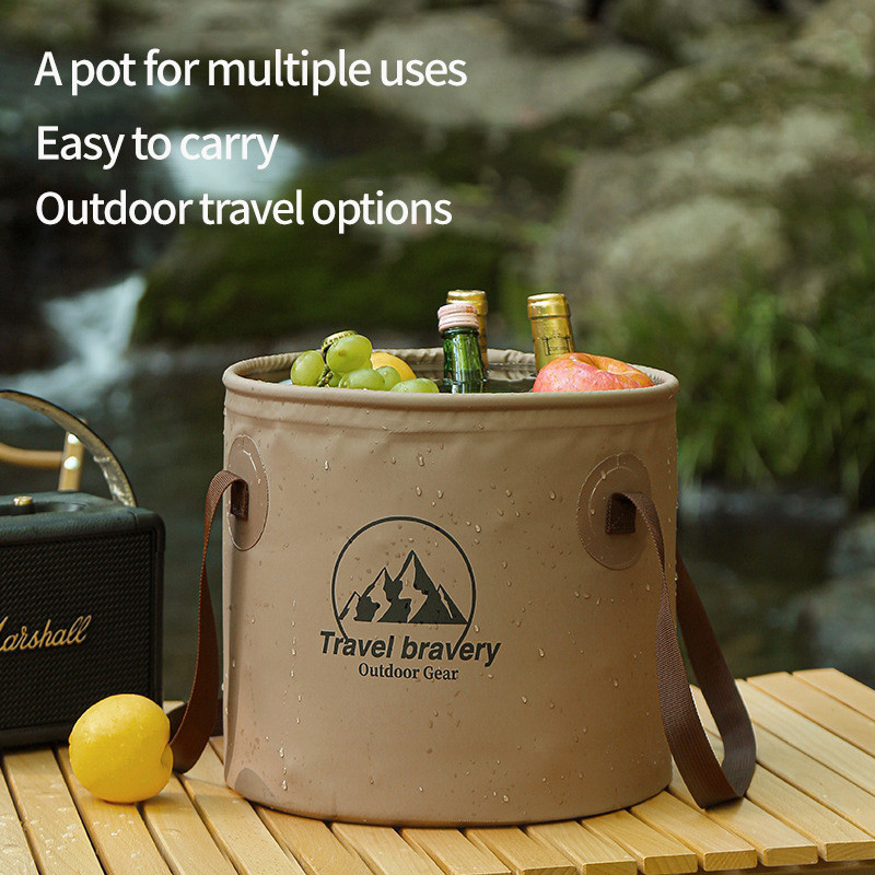 16l8l5l ถังน้าท่องเที่ยว Camping แบบพกพาพับ Handle Storage Pail อุปกรณ์กลางแจ้ง