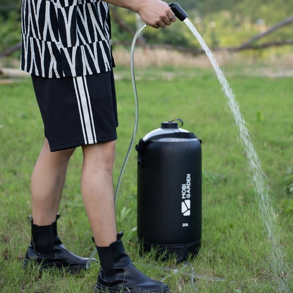 Mobi GARDEN ประณีต Camping แบบพกพาขนาดใหญ่ความจุกระเป๋าอาบน้ากลางแจ้ง Easy Bathing Sun ถุงน้า MF