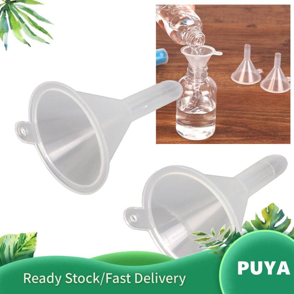 Puya Puya ช่องทางขนาดเล็ก 2 ชิ้นพลาสติกโปร่งใสแบบพกพาหลายช่องทางสำหรับบรรจุขวดวัตถุประสงค์น้ำหอมผงของเหลวน้ำมันหอมระเหยห้องครัวใช้กับ