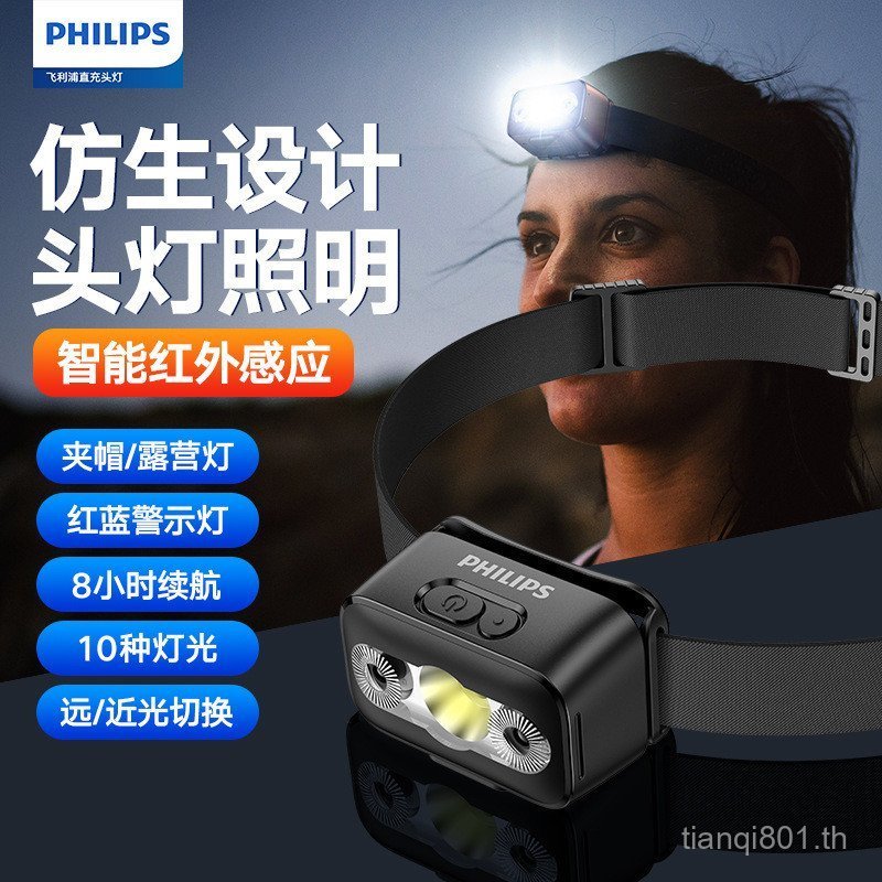 ไฟหน้าแบบคลิป Philips ESL3153Rh สีแดงและสีฟ้า มีเซ็นเซอร์ สำหรับแสงกลางแจ้งและเตือนภัยขณะเดินทางขึ้นภูเขา