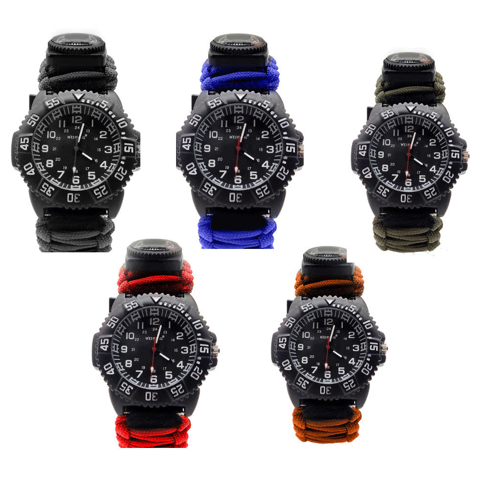 เชือกร่มถัก multifunction 7 สาย มาพร้อมเข็มทิศ เครื่องวัดอุณหภูมิ และนกหวีด