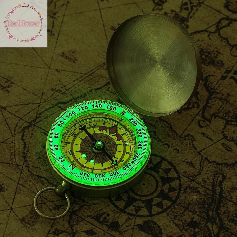 เข็มทิศทองแดงพกพา มินิ สีแดง กันน้ำ สำหรับปีนเขาและตั้งแคมป์