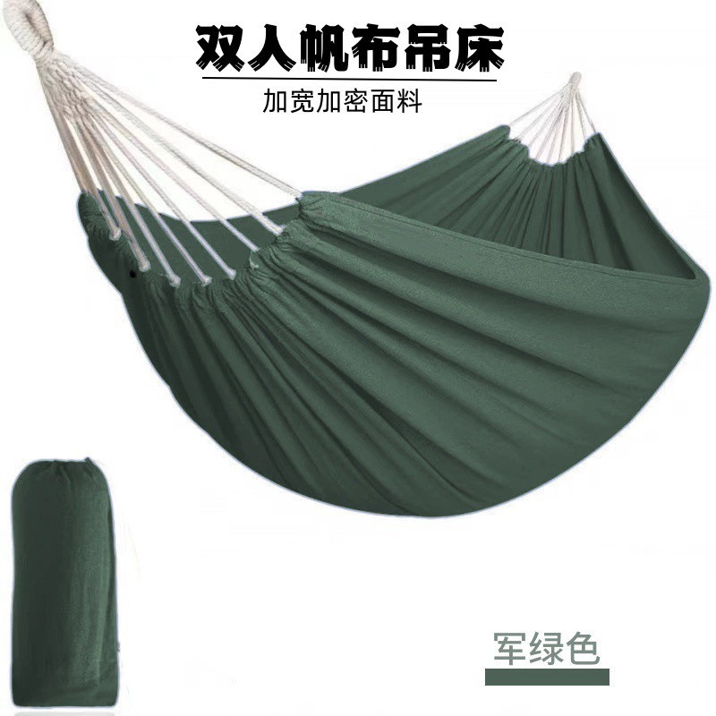 เปลญวนผ้าใบคู่ตั้งแคมป์กลางแจ้งต่อต้านโรลโอเวอร์แกว่งชายหาดถ่ายภาพระเบียงผ้าใบหนาเปลญวน