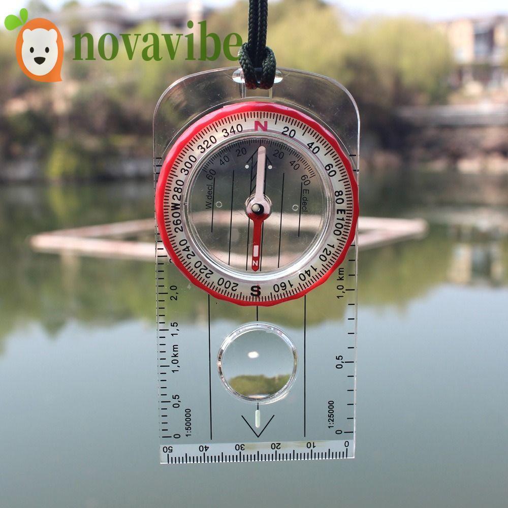 เข็มทิศพกพาขนาดเล็กเหมือนไม้บรรทัด โปร่งใส และกันน้ำ สไตล์ Novawa Vibes เครื่องมืออเนกประสงค์สำหรับกลางแจ้ง