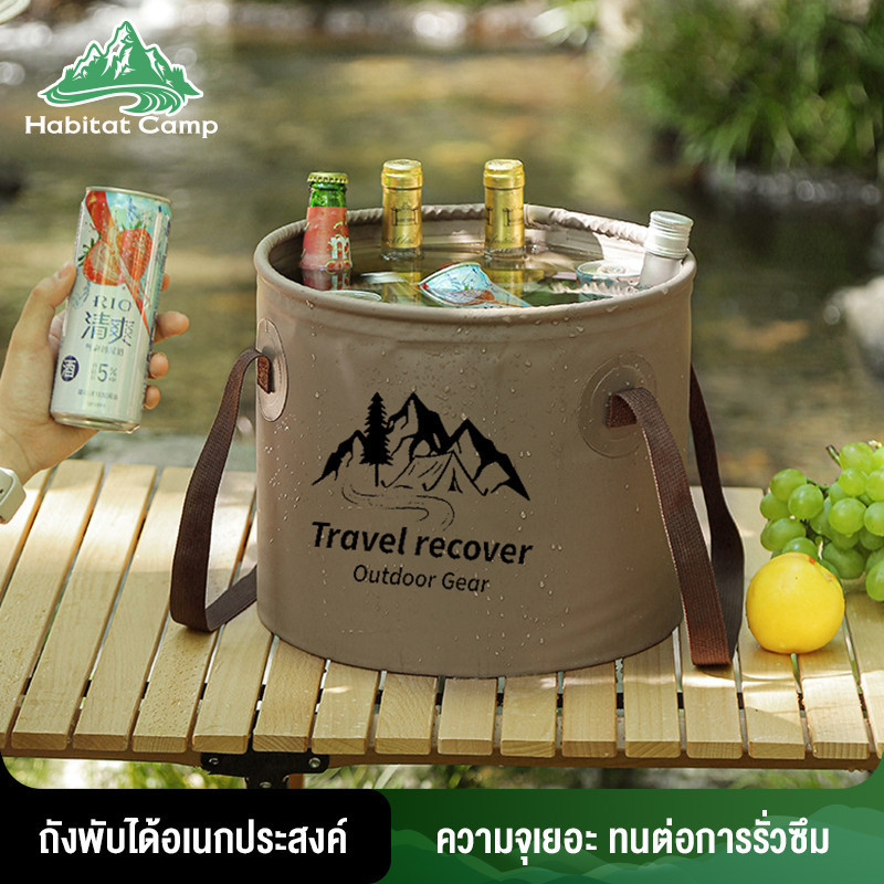 Habitat Camp ถังเก็บน้ำพับได้ ใช้งานกลางแจ้ง ขนาดพกพา เพิ่มความหนาถั 5L10L20L ความจุขนาดใหญ่ ในครัวเรือน ถังตั้งแคมป์