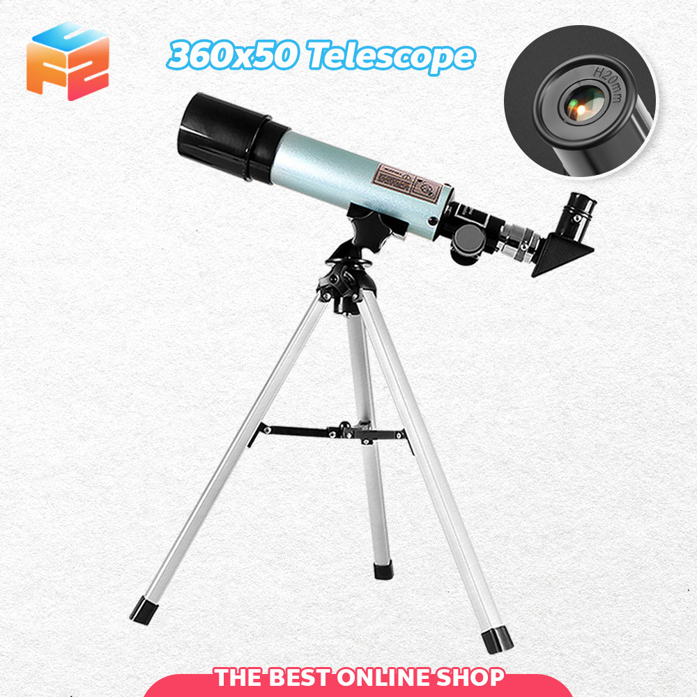 F2C กล้องโทรทรรศน์ กล้องส่องดาวสำหรับผู้เริ่มต้น 360×50 Telescope
