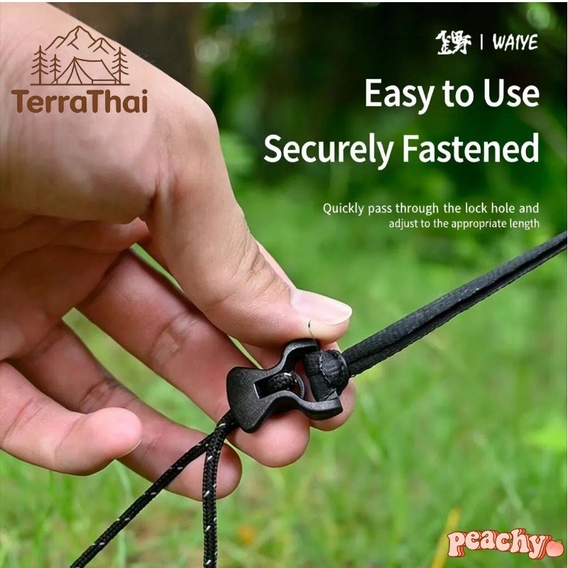 ตัวปรับสำหรับกิจกรรมกลางแจ้ง ตัวล็อคเชือกเต็นท์ ตัวล็อคติดตั้งอย่างรวดเร็ว ตัวกันลื่นพลาสติกสำหรับผ้าใบกันแดด