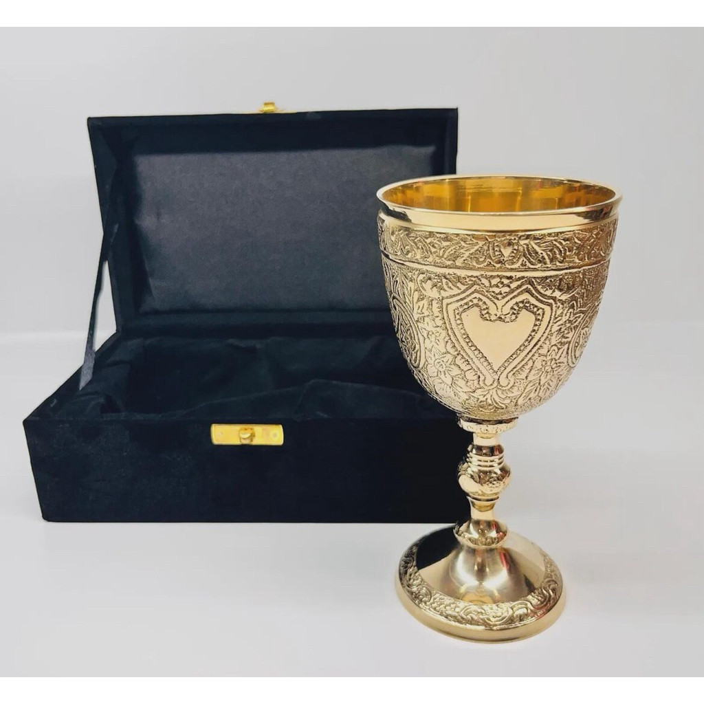 นำเข้า  จอกศักดิ์สิทธิ์ทองเหลือง Personalized Chalice   Handmade Medieval Goblet  Arthur King Theme