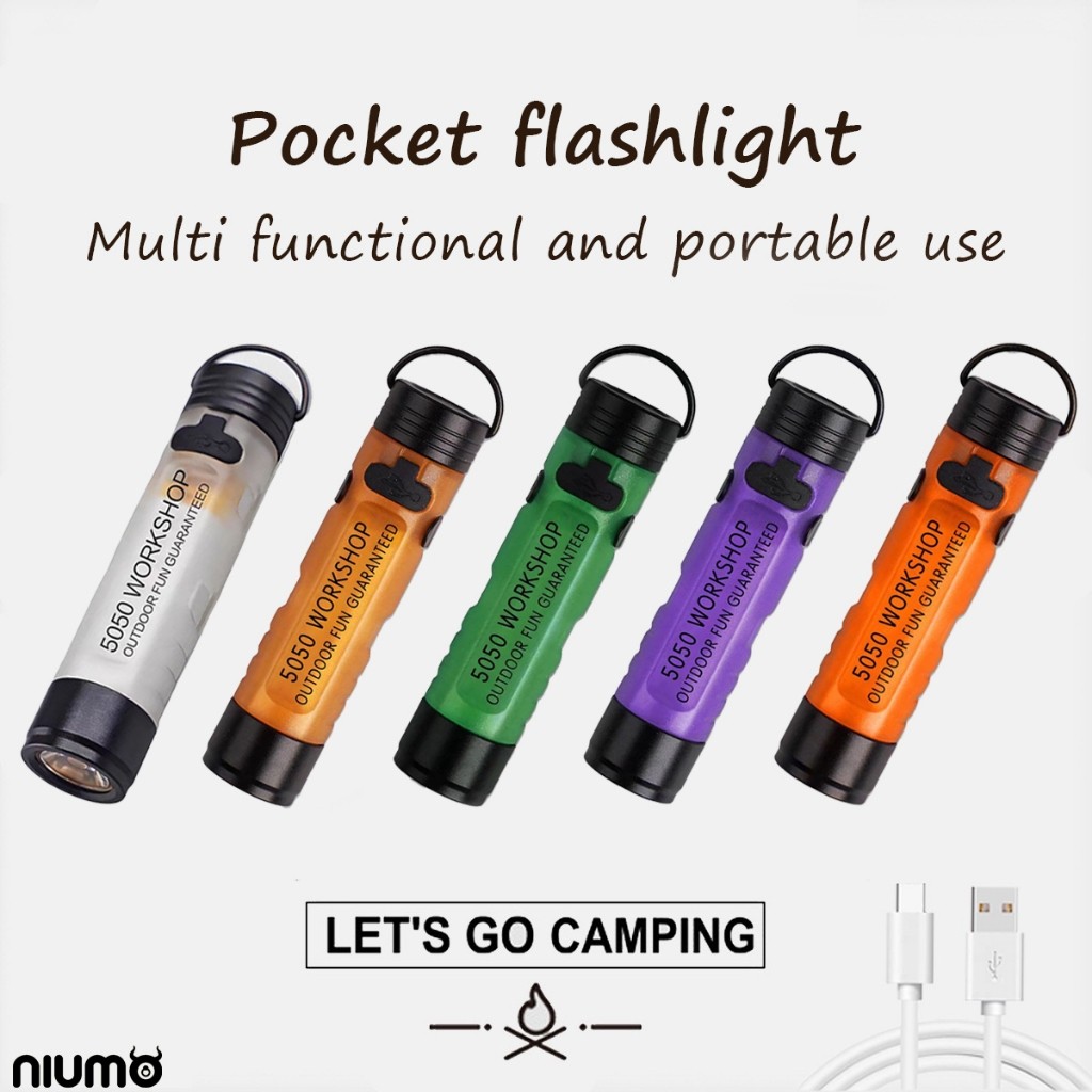 niumoไฟฉายพกพา ไฟฉายพวงกุญแจ mini flashlight ไฟฉายจิ๋ว ไฟฉาย led มาพร้อมกับตะขอแม่เหล็กและคลิปหมวก ความสว่างสูง และความสามารถในการชาร์จแบบ TYPEC เหมาะสำหรับใช้ภายนอกอาคาร ไฟดับ และไฟฉุกเฉินภายในบ้าน