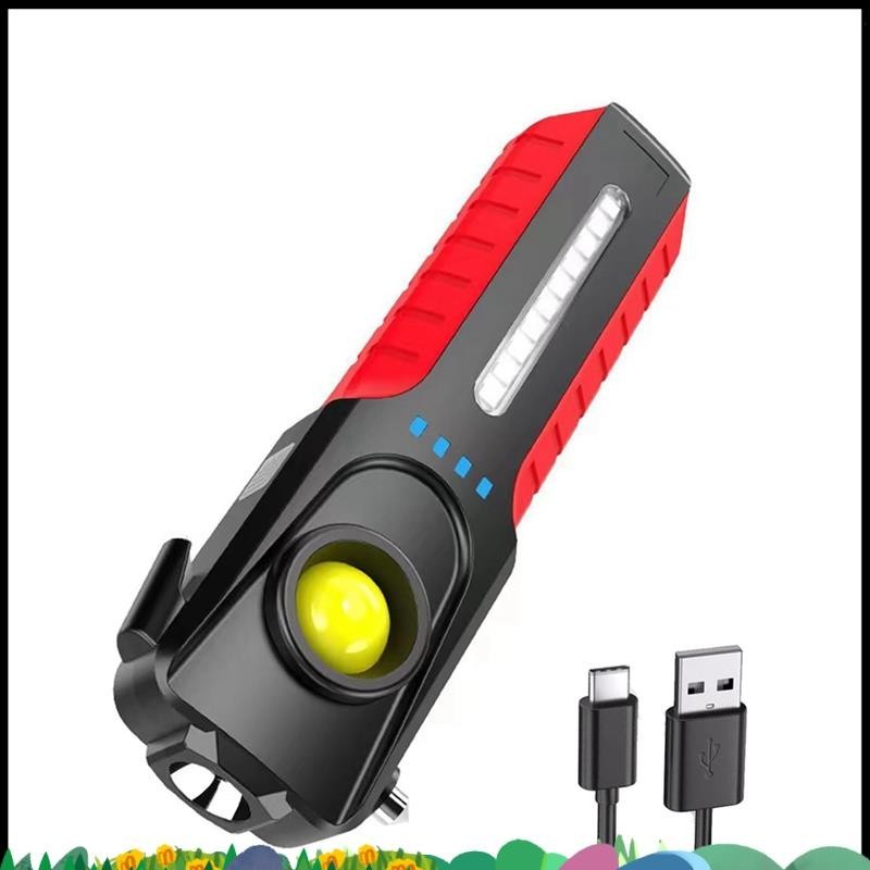 ไฟฉาย LED COB มัลติฟังก์ชั่นสุดพร้อมเบรกเกอร์หน้าต่าง แม่เหล็ก 1200 ลูเมน ไฟทางานฉุกเฉินแบบใช้มือถือกลางแจ้ง