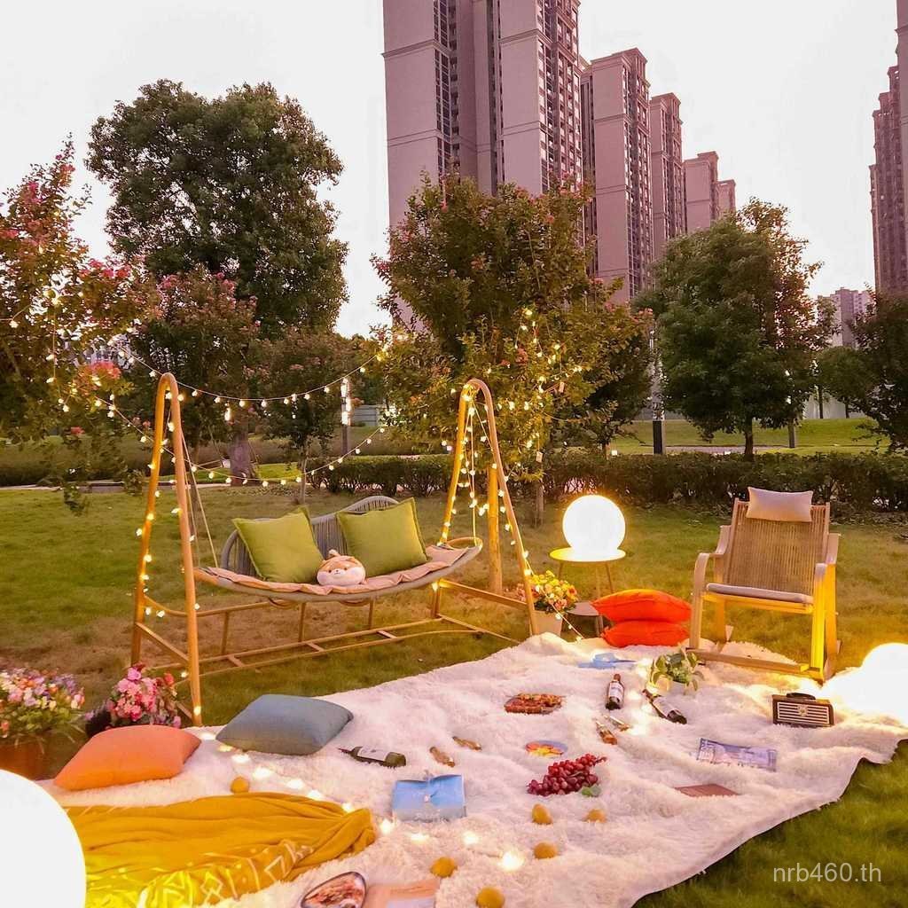 แขวนเก้าอี้แกว่งในร่มลานครัวเรือนคู่ ผู้มีอิทธิพล เปลญวนระเบียงหวายเก้าอี้โยกพักผ่อนกลางแจ้งสวนกลางแจ้ง PPLF