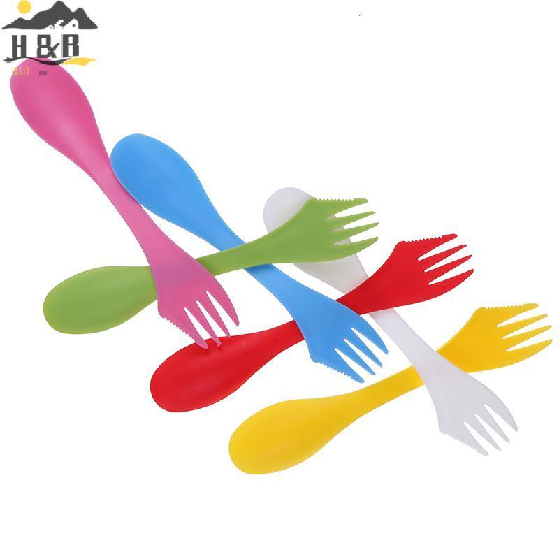 ช้อนส้อมสามในหนึ่ง พลาสติก สำหรับท่องเที่ยวและการปิกนิก