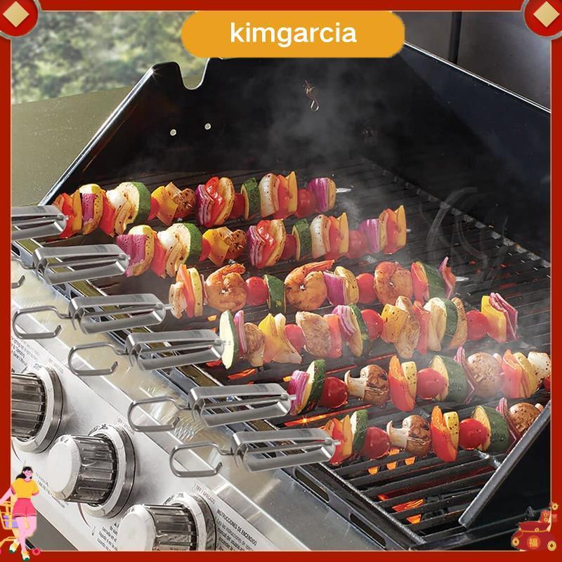 kimgarcia ไม้เสียบสแตนเลสสำหรับย่าง 16 นิ้ว มีสไลเดอร์ สะดวกใช้งาน จำนวน 4 ชิ้น