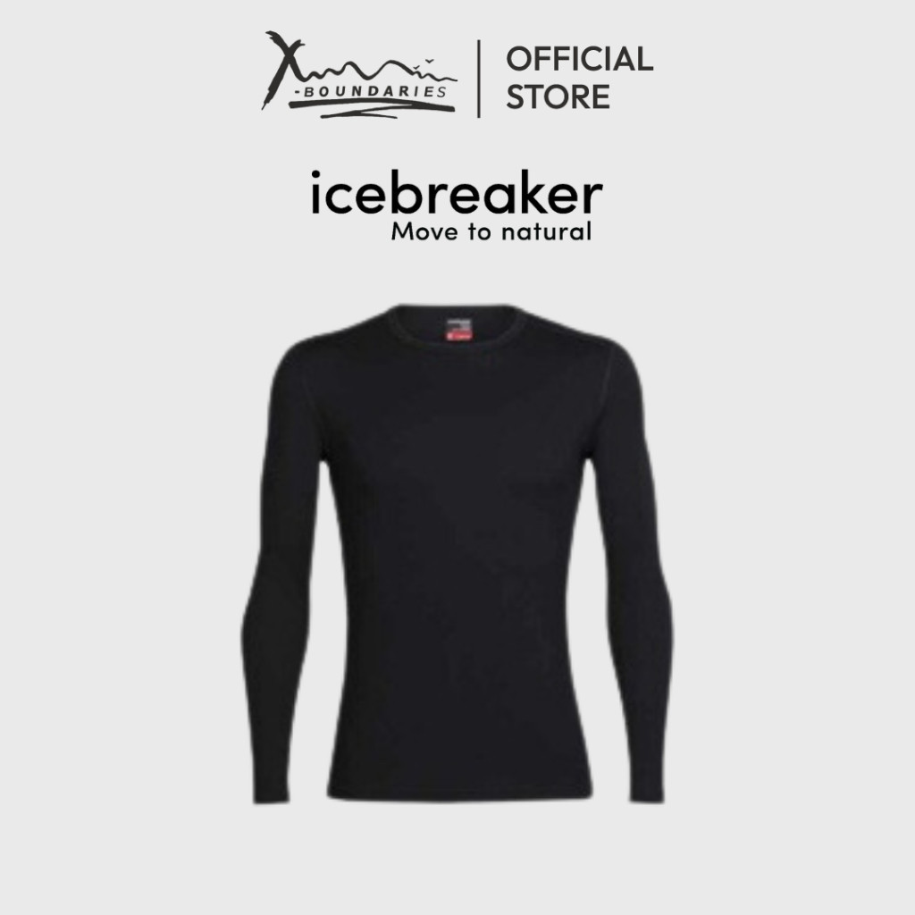เสื้อลายฐานหญิง Icebreaker Merino แบบยาวถึงข้อมือ สีดำ