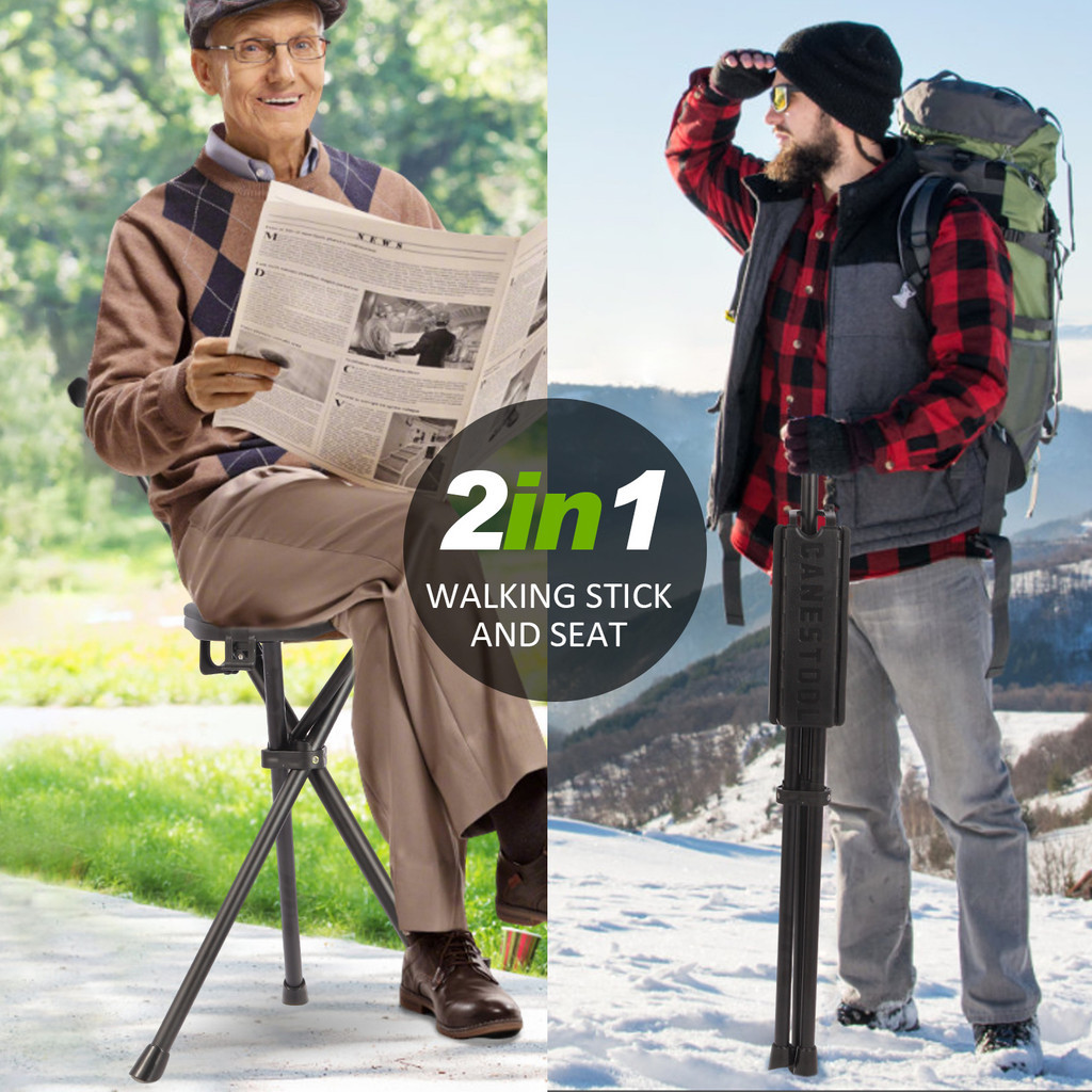 เก้าอี้เดลต้าสไตล์เดียวกันกลางแจ้งแบบพกพาพับได้เดินป่าเสาส่วนที่เหลือเครื่องมือที่มีประโยชน์ไม้เท้าเก้าอี้ปรับความสูงได้