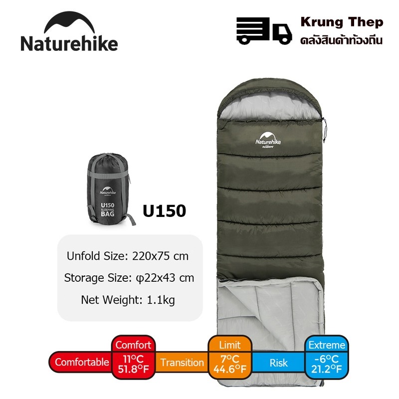Naturehike ถุงนอนน้ำหนักเบาพิเศษผ้าฝ้ายฤดูหนาวถุงนอนถุงนอนเดี่ยวอุ่นตั้งแคมป์ฤดูร้อนถุงนอน 4 ฤดู