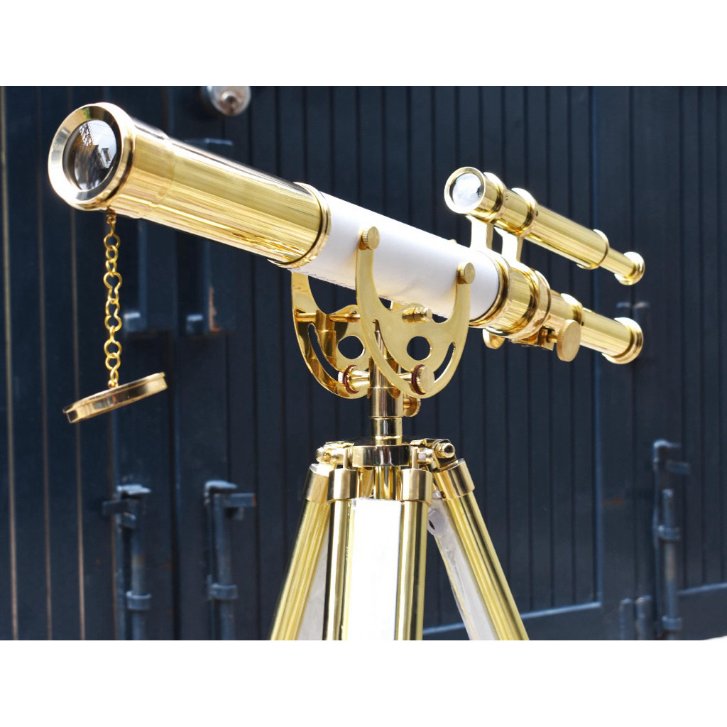 นำเข้า กล้องโทรทรรศน์ทองเหลืองวินเทจพร้อมขาตั้ง Nautical Decor ของตกแต่งแนวเดินเรือ กล้องส่องทางไกลสไตล์โบราณ