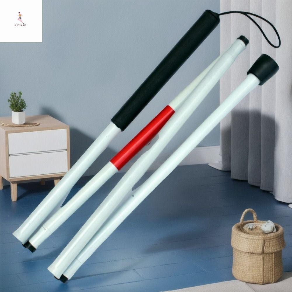 Cross ไม้เท้าตาบอดสะท้อนแสงปรับความสูงพับอ้อย Mobility Aids ทนทาน Antislip Grip อลูมิเนียมเดินป่า Trekking Pole Elder