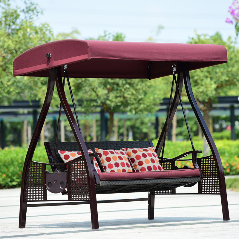 กลางแจ้งกลางแจ้งแกว่งคู่ซัพพลายระเบียงลานเหล็กแขวนตะกร้าเปลญวนกลางแจ้งหวายเปลเก้าอี้โยกพักผ่อน