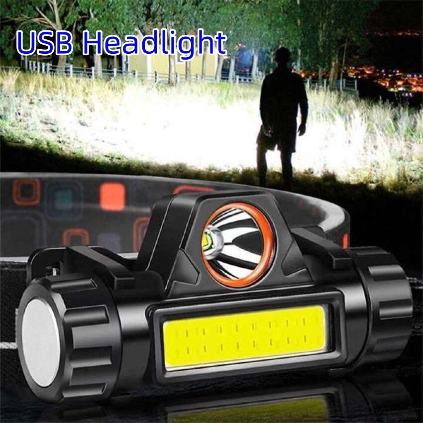 ไฟฉายคาดหัว Outdoor ไฟฉายชาร์จไฟ USB Rechargeable Headlight