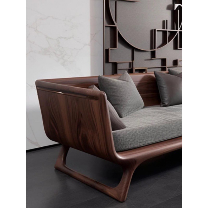 เตียงไม้มัลติฟังก์ชันแบบมินิมอล ทำจากวอลนัทดำสไตล์อเมริกาเหนือ สำหรับห้องนอนในอพาร์ทเมนต์ขนาดกะทัดรัด