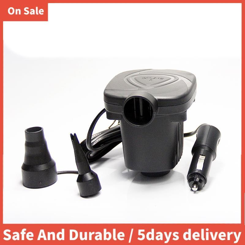 ปั๊มลมไฟฟ้า 12 โวลต์ กระแสตรง พร้อมหัวฉีด 2 หัว สูบลมได้อย่างสะดวกสำหรับที่นอนและเบาะรองนั่งแบบพกพา