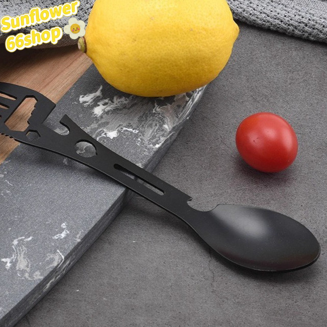 Sunflower66 ช้อนเอนกประสงค์ ช้อนพกพา สแตนเลส สำหรับตั้งแคมป์ เดินป่า ปิกนิก พร้อมส่ง