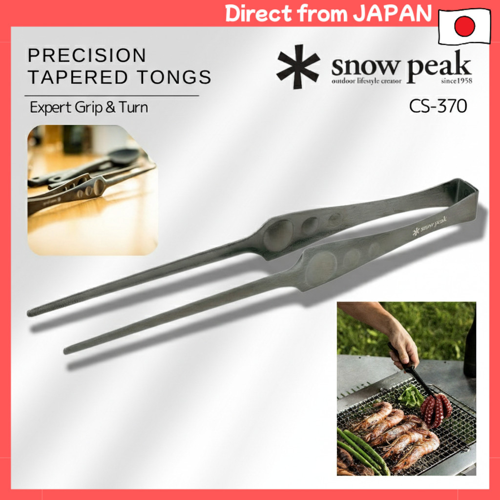 Snow Peak Pitz CS370 BBQ Tongs Precision Tapered Design Hygienic RustResistant Stainless Steel