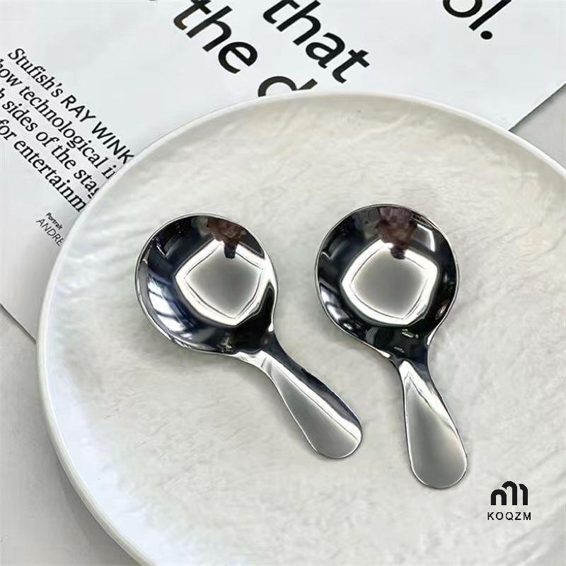 Koqzm ชุดช้อนส้อมพกพาขนาดเล็ก ชุดช้อนส้อมสแตนเลสสำหรับแคมป์ปิ้งกลางแจ้งอุปกรณ์ทำอาหารใหม่