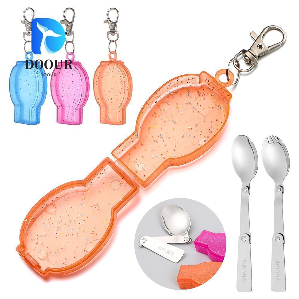 ช้อนส้อมพ็อกเก็ตสแตนเลส พับได้ สำหรับใช้กลางแจ้ง