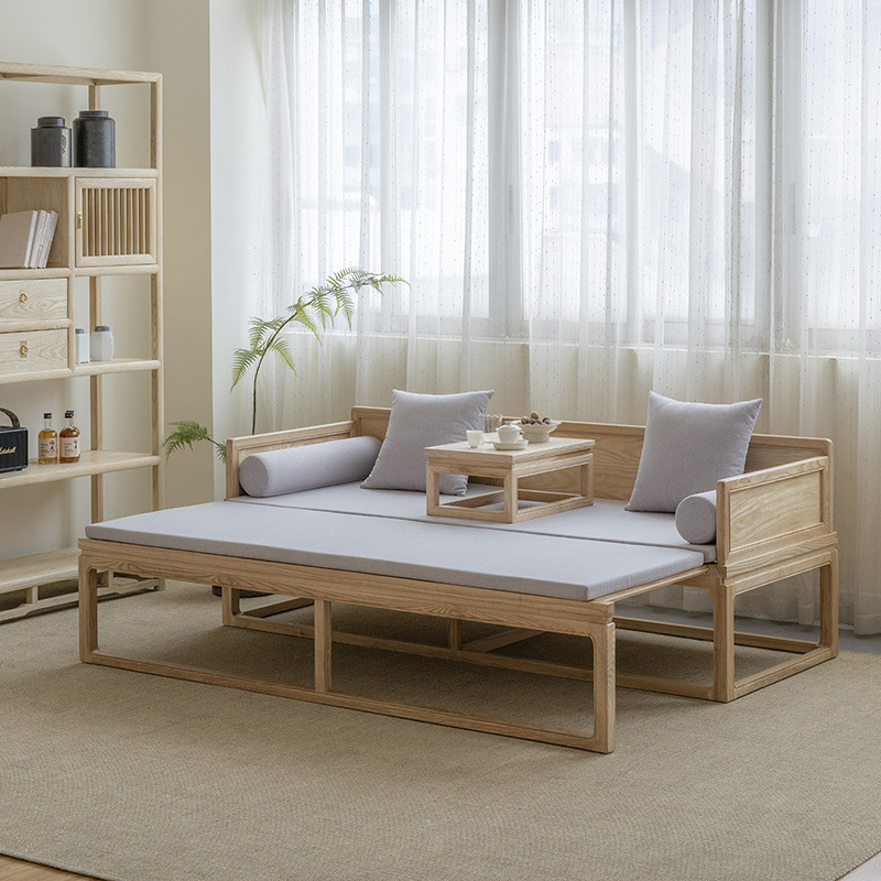 เตียงปรับระดับสไตล์จีนใหม่ ไม้แข็ง สีขาวยอดฮิต เหมาะสำหรับห้องนั่งเล่นทันสมัย