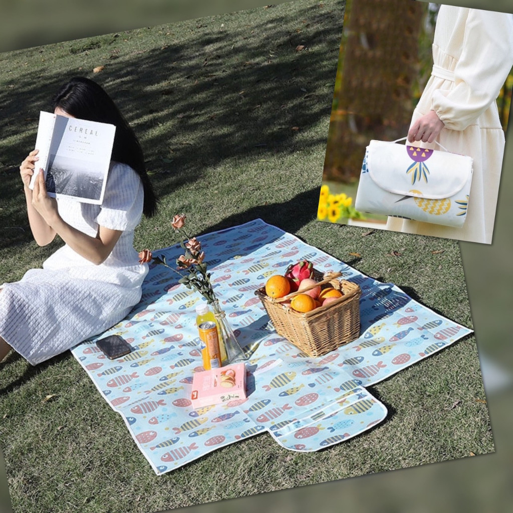 เสื่อ พับได้ เสื่อปิคนิค เสื่อชายหาด กันน้ำ หนาทนทาน ปูพื้น ขนาด 150x100 ซม พกพาสะดวก