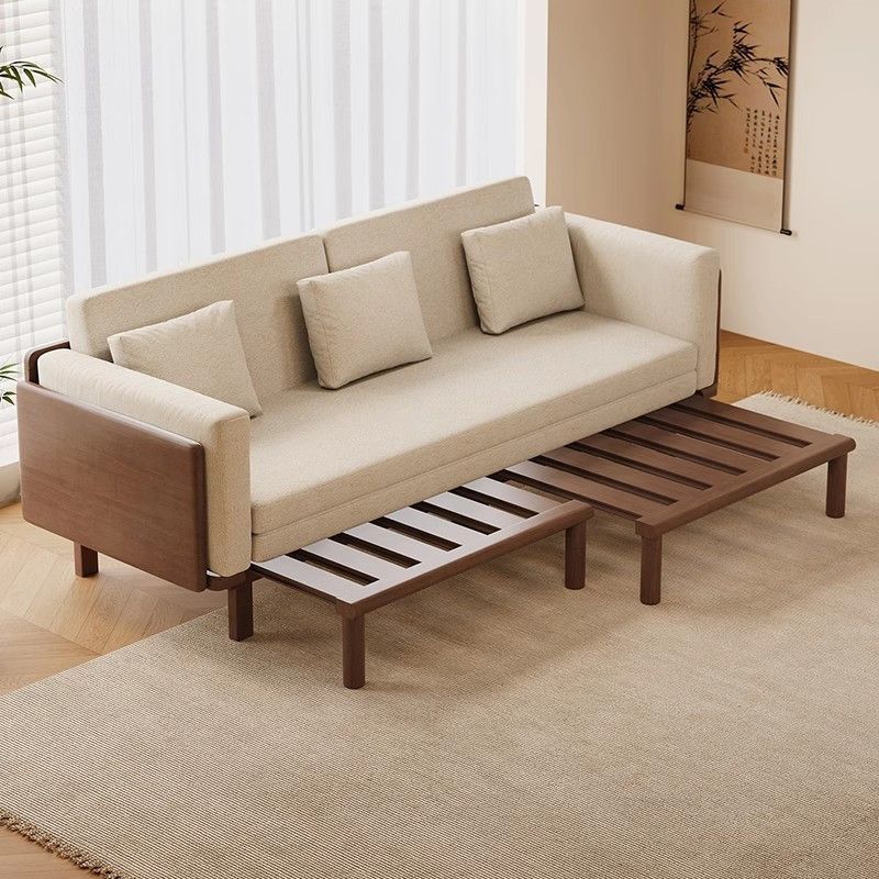 เตียงโซฟาไม้เนื้อแข็ง พับเก็บได้ง่าย สำหรับห้องนั่งเล่นในบ้านขนาดกะทัดรัด ดีไซน์ความสวยงามแบบจีนโบราณ