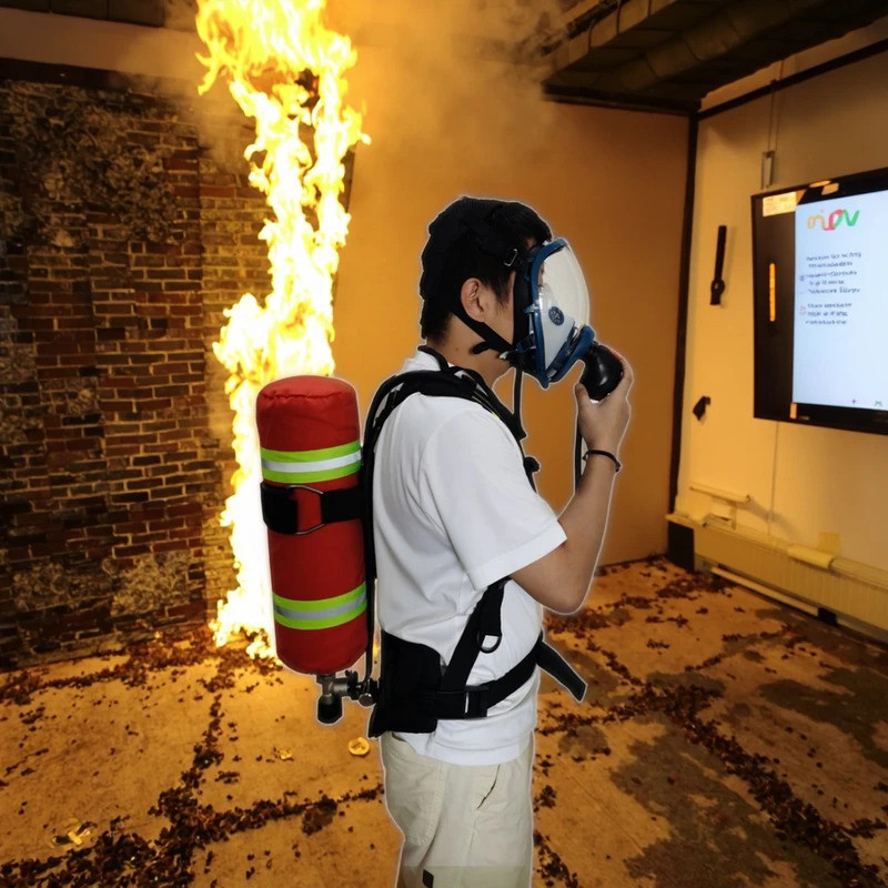 อุปกรณ์หายใจด้วยตนเองแบบต่อเนื่อง SCBA ขนาด 68 ลิตร ทำจากคาร์บอนไฟเบอร์ สำหรับการดับเพลิงและใช้งานในสภาพแวดล้อมที่เป็นอันตราย