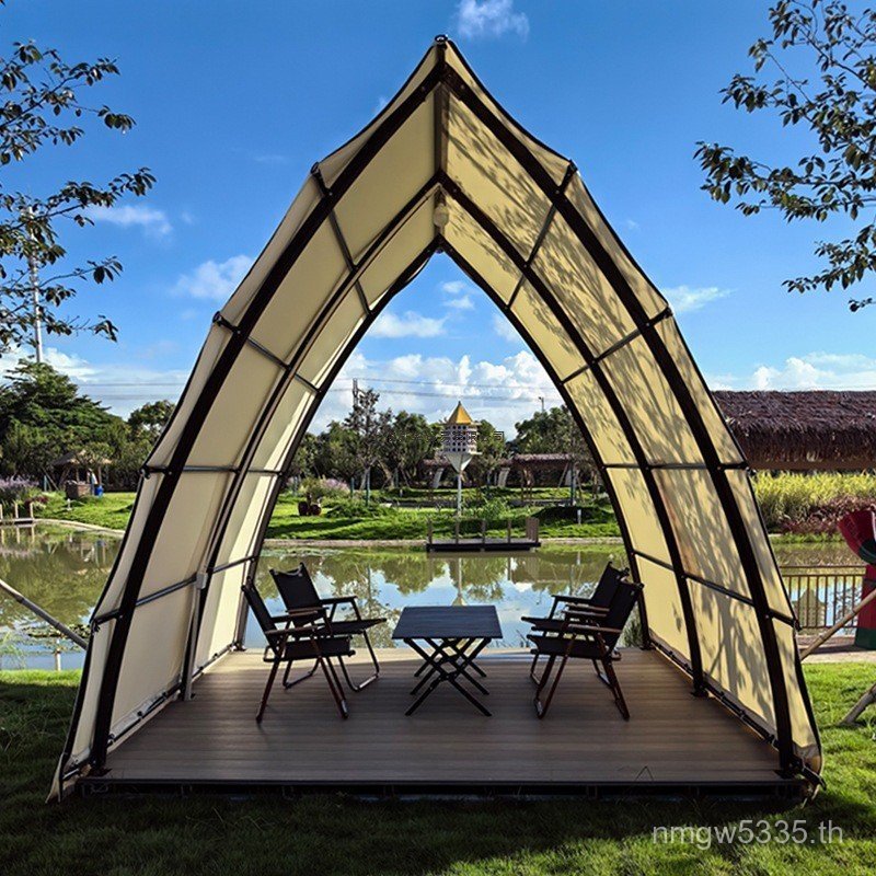 เต็นท์สีแดงครีม กันแดดกันฝน ขนาดใหญ่ สำหรับแคมปิ้งและเดินทาง