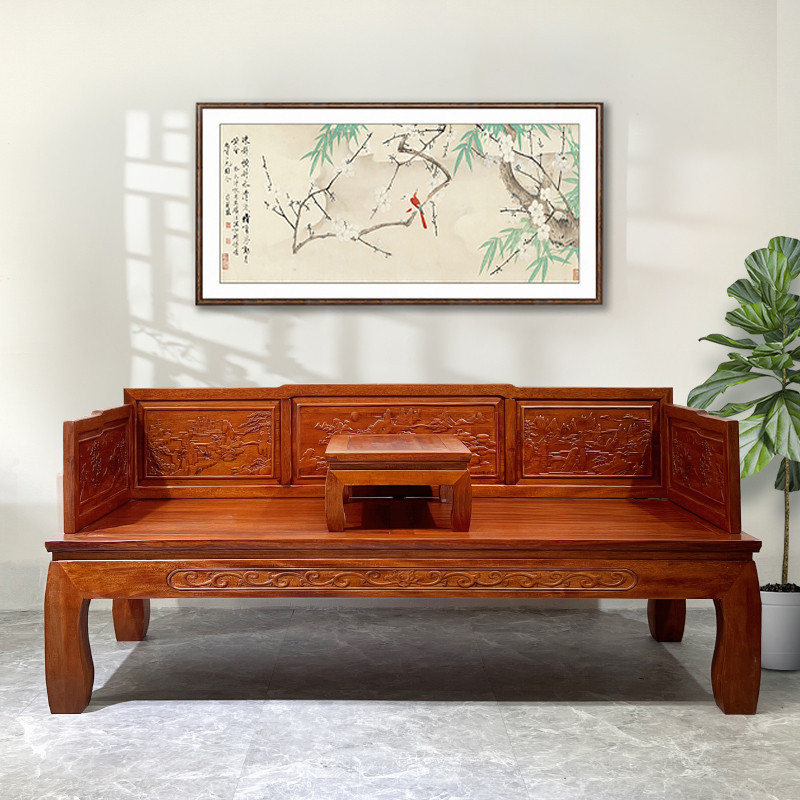 อรหันต์ เตียงใหม่สไตล์จีนไม้เนื้อแข็งพาร์ทเมนท์ขนาดเล็ก18เมตรสับปะรดตารางเฟอร์นิเจอร์โบราณห้องนั่งเล่นเซนเตียงโซฟาทาทา