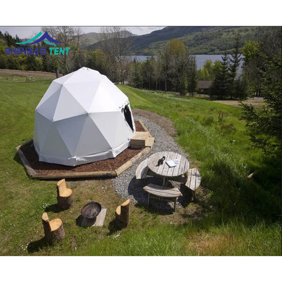 เต็นท์โดมทรงยุโรป สีขาว ขนาดเส้นผ่าศูนย์กลาง 6 เมตร สำหรับพักแรมกลางแจ้ง