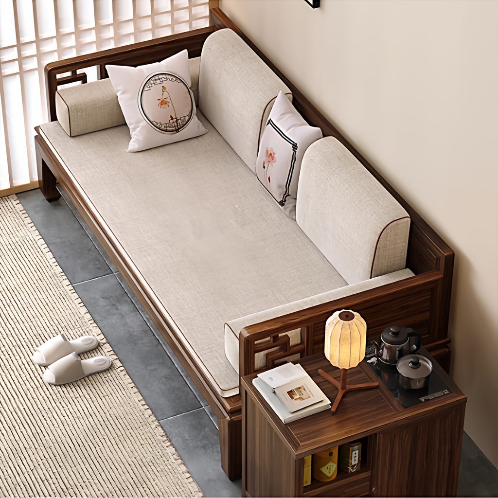 ใหม่สไตล์จีน North American Black Walnut Arhat เตียงห้องนั่งเล่นอพาร์ทเมนต์ขนาดเล็ก Arhat Tata เก้าอี้ Zen Concubine Tata เตียงโซฟา Dualuse