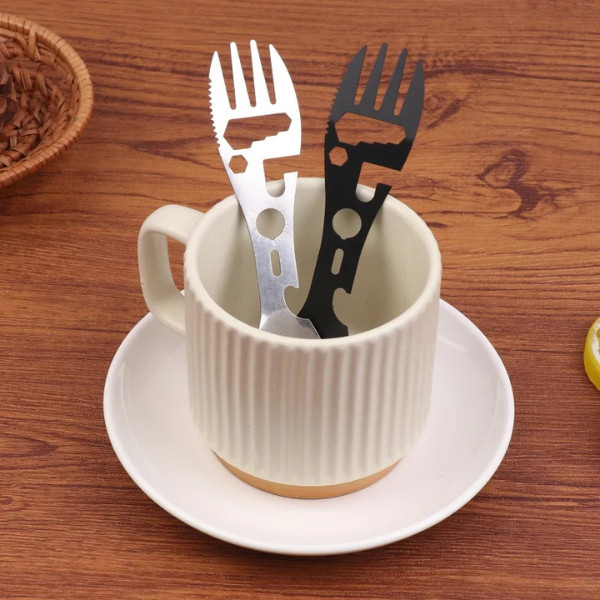 Ginashop ช้อนเอนกประสงค์ ช้อนพกพา สแตนเลส สำหรับตั้งแคมป์ เดินป่า ปิกนิก พร้อมส่ง