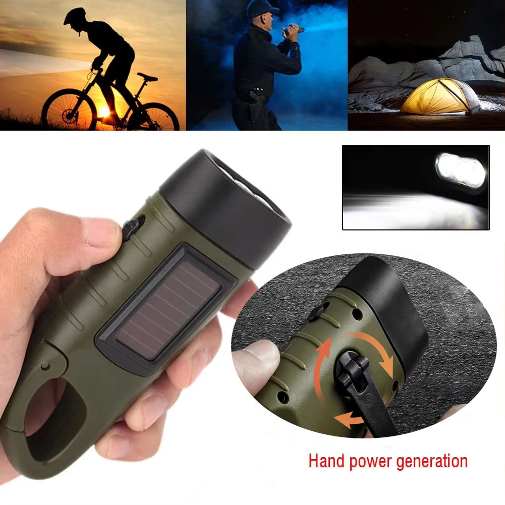 ไฟฉายพลังงานแสงอาทิตย์มือหมุนไดนาโมโคมไฟ นา แบบชาร์จไฟได้ชาร์จไฟฉายทรงพลัง