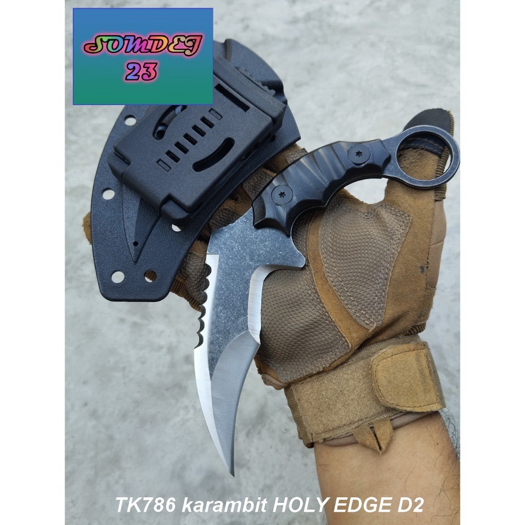 มีดคารัมบิต karambit HOLY EDGE D2 SD786 มีดพับคารัมบิตใบตายคมเดียว สันใบเป็นฟันเลื่อย มีดคารัมบิต ราคาถูก มีดkarambit