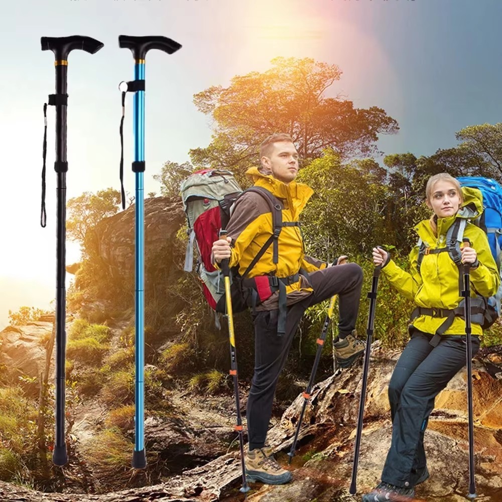 ไม้เท้าเดินป่า ปรับระดับได้ ชนิดซับแรงกระแทก โช๊คอัพดีเยี่ยม
