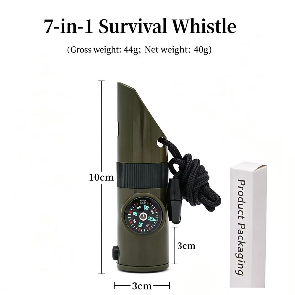 5 ชิ้นนกหวีดมัลติฟังก์ชั่นกลางแจ้งนกหวีดอยู่รอดนกหวีดช่วยชีวิตนกหวีดพร้อมไฟ LED เทอร์โมมิเตอร์เข็มทิศ