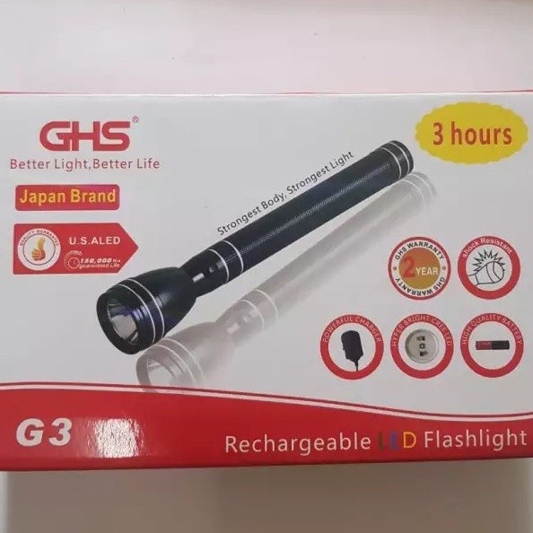 GHS แสงความสว่างระดับพรีเมียมระยะไกล G3 แบตเตอรี่แบบชาร์จไฟได้ไฟฉายอลูมิเนียมขนาดเล็ก TACTICAL