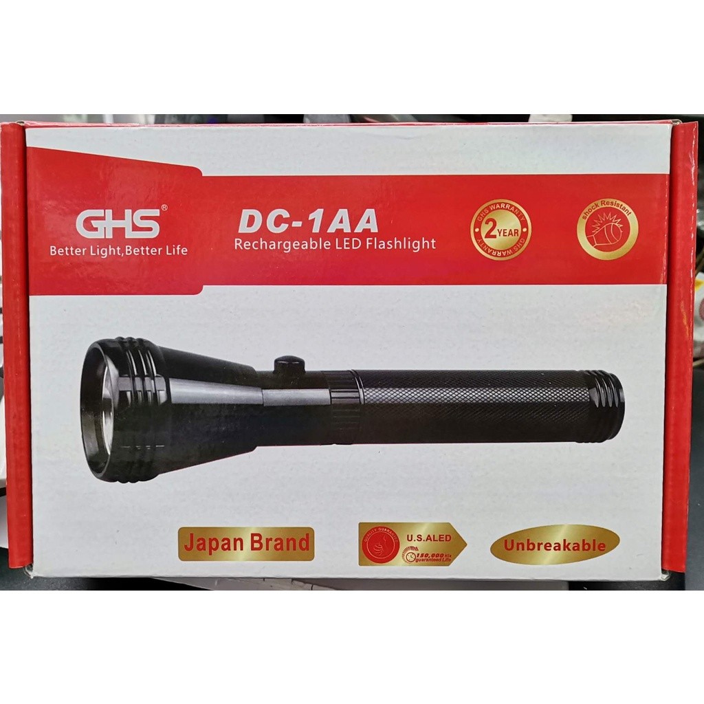 JAPAN GHS DC1AA ไฟไฟฉายอลูมิเนียม 2SC แบบชาร์จไฟได้ LED