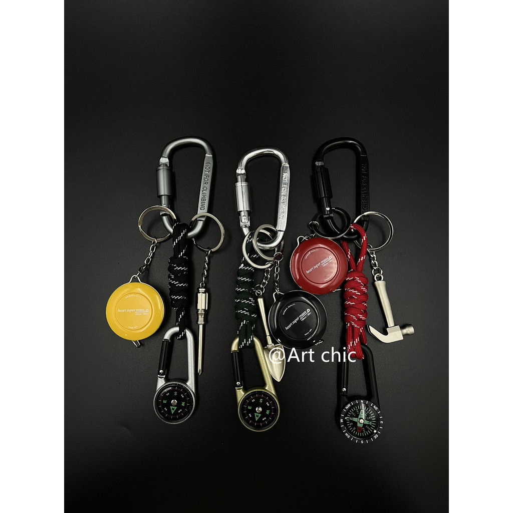 ใหม่สร้างสรรค์จับคู่เข็มทิศกลางแจ้งเชือกถักมือมัลติฟังก์ชั่เทปวัดพวงกุญแจ2025