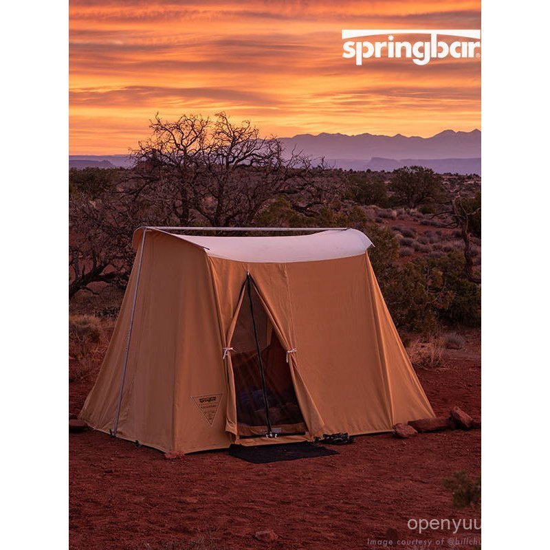เต็นท์แคมปิ้ง 4 คน แบรนด์ Springbar ทำจากผ้าฝ้ายกันน้ำ เหมาะสำหรับการพักผ่อนและการเดินทางพร้อมครอบครัว