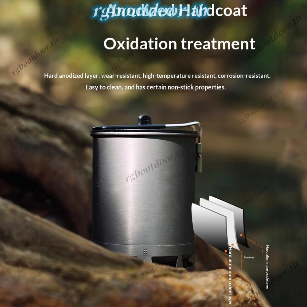 หม้อตั้งแคมป์อลูมิเนียมพร้อมฝาและที่จับพับเก็บสะดวก สำหรับการเดินป่าและการตั้งแคมป์